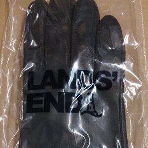 New Womens Lands End EZ Touch Screen Cashmere Lined Leather Gloves XL Black